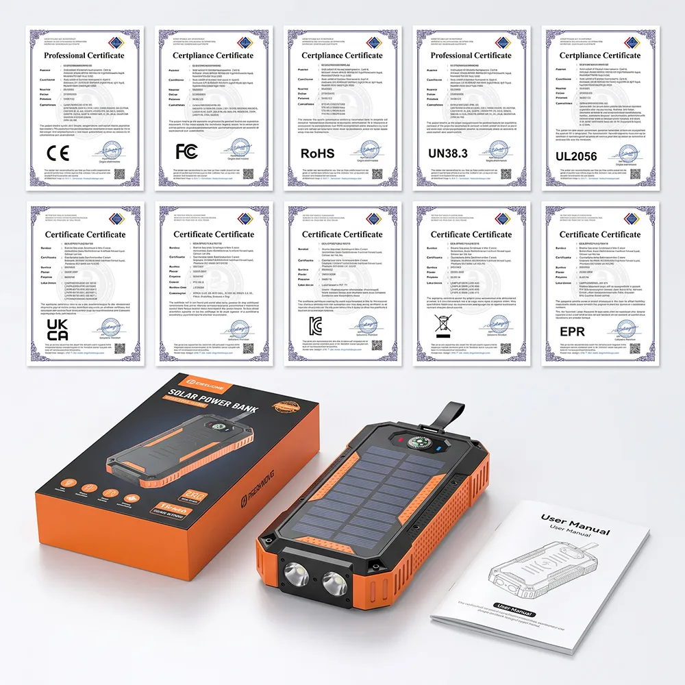 Package and certifications for Multi-functional Solar Power Bank