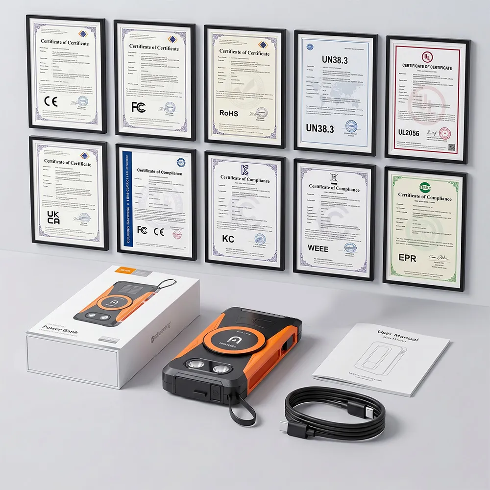 Packaging accessories and certifications for MagSafe Solar Power Bank