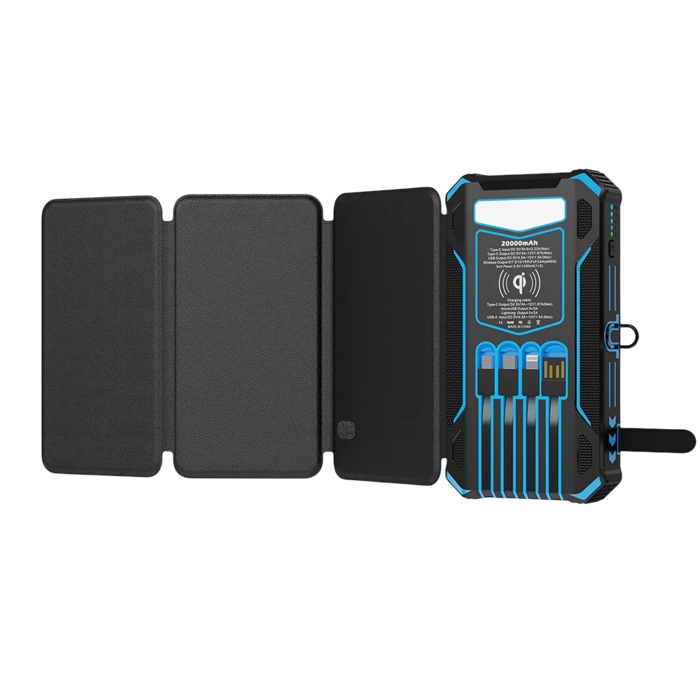 Build in Cables Fold Solar Power Bank-PF301