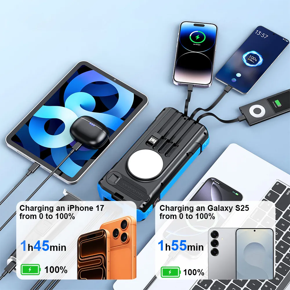 Hand Crank Solar Power Bank Multi-Device Charging Scene