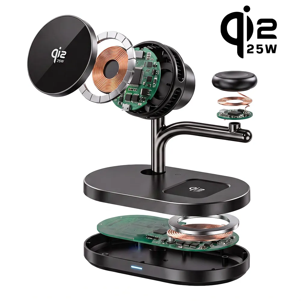 QI2.2 25W magnetic wireless charging station structure