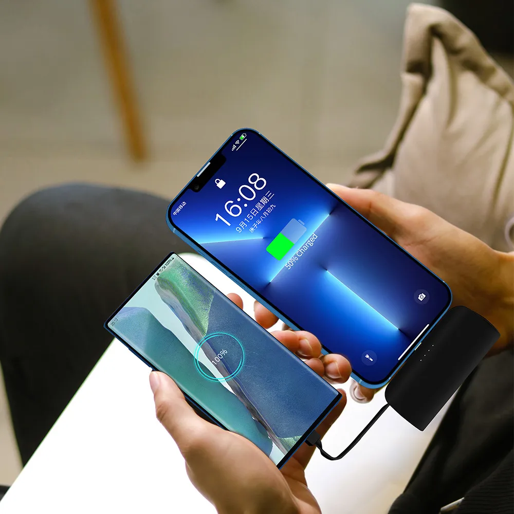 Portable power bank charging phones in a real daily-use setting