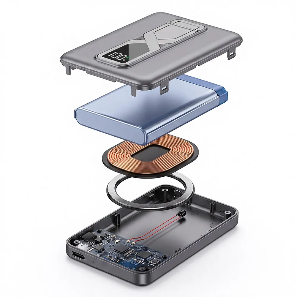 Exploded view of the 3 in 1 Magnetic Power Bank internal structure