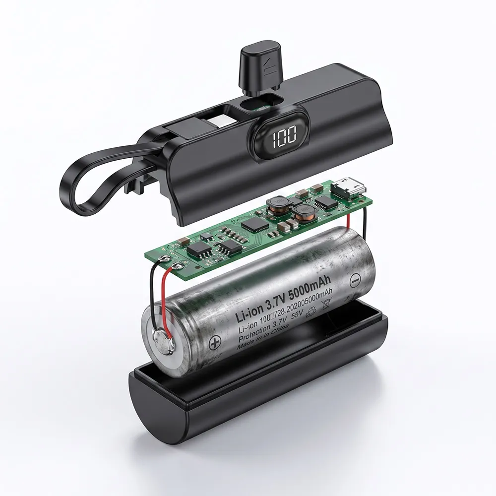 LED Portable Power Bank exploded view showing internal components and battery