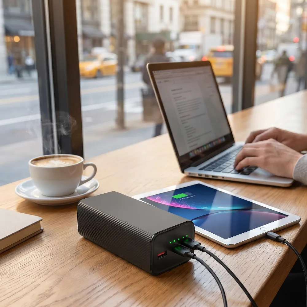 Laptop power bank in office and travel use