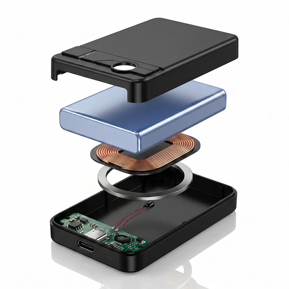 Exploded internal structure of magnetic power bank