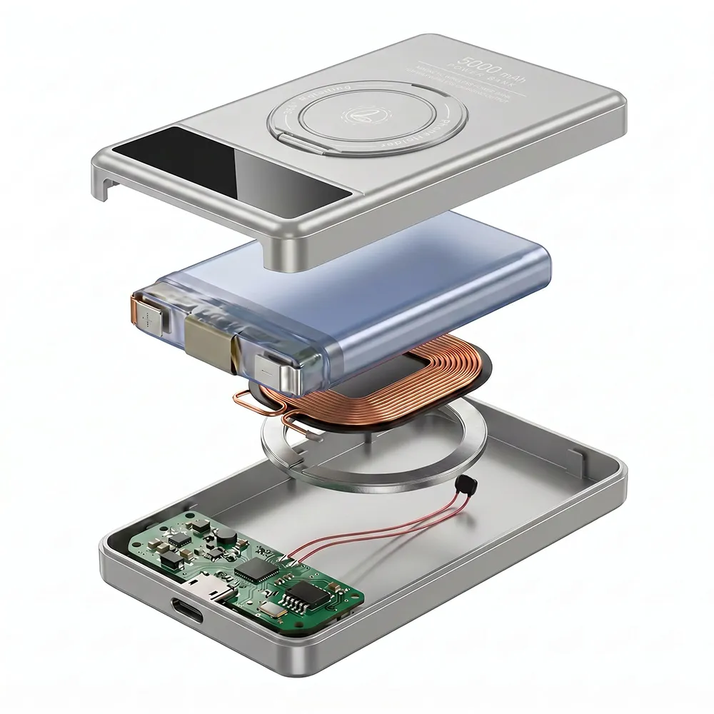 Exploded internal structure of magnetic power bank