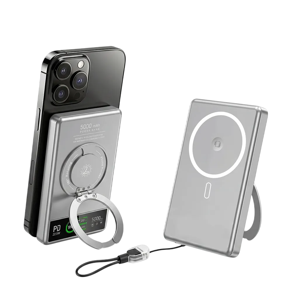 3 in 1 Magnetic Power Bank with LCD and Stand-wp049