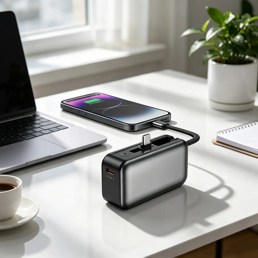 Mini PD20W Power Bank used outdoors while shopping