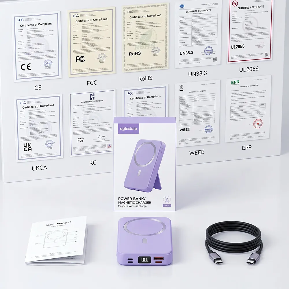 Packaging and certification support for Phone Holder Magnetic Power Bank