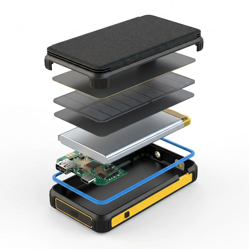 Fold Solar Power Bank structure and internal components
