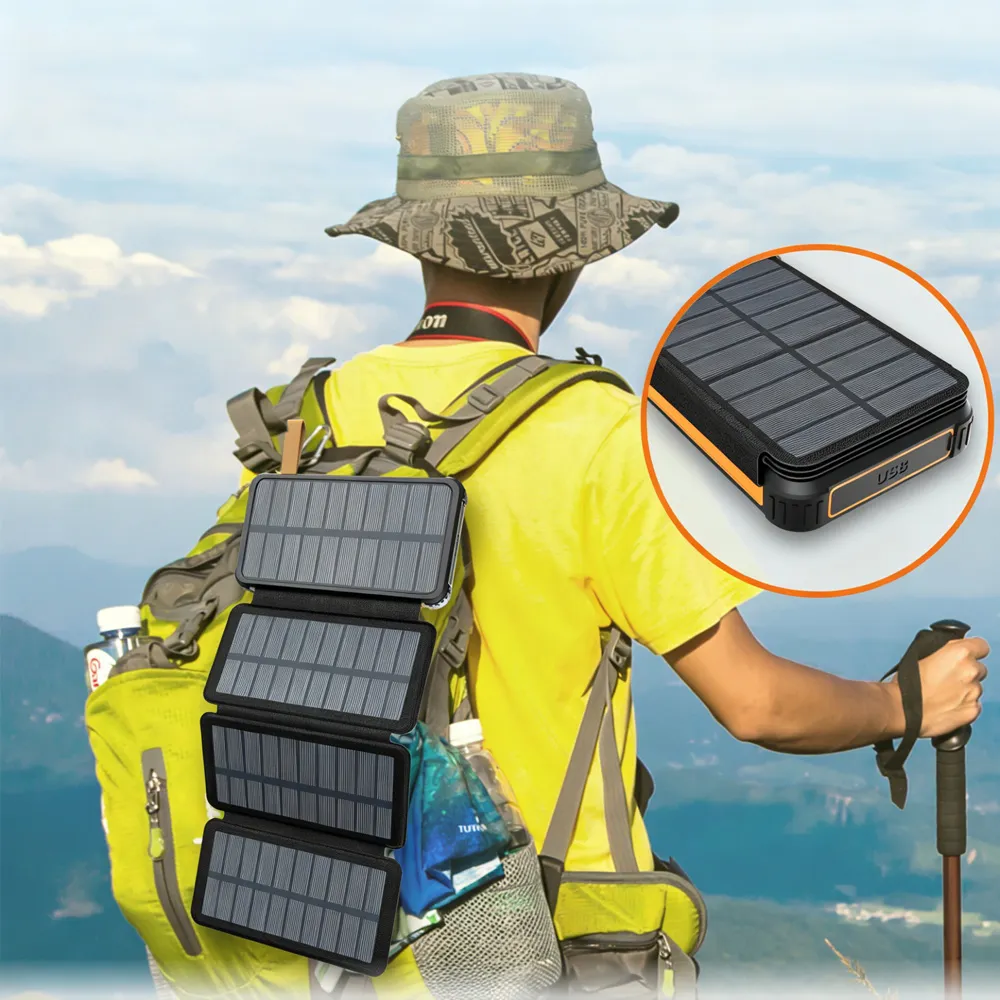 Fold Solar Power Bank outdoor backpack scenario