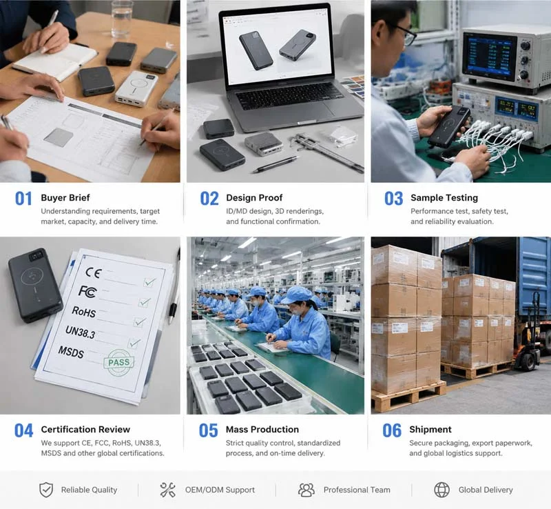 OEM power bank manufacturing process from sample to shipment